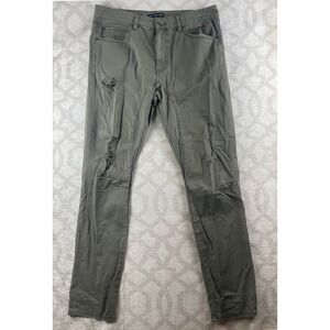Jaywalker Distressed Chino Pants Mens 32 Olive Green Ripped Drop Crotch Slim